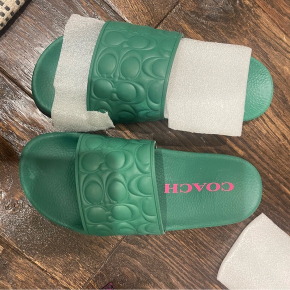 Coach Shoes - COACH rubber pool slide / Green